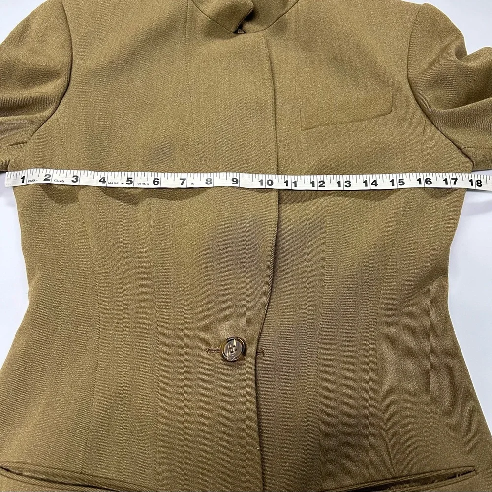Vtg Ann Klein Blazer Jacket Size 4 Wool Blend Button Pockets‎ Brown USA Classic